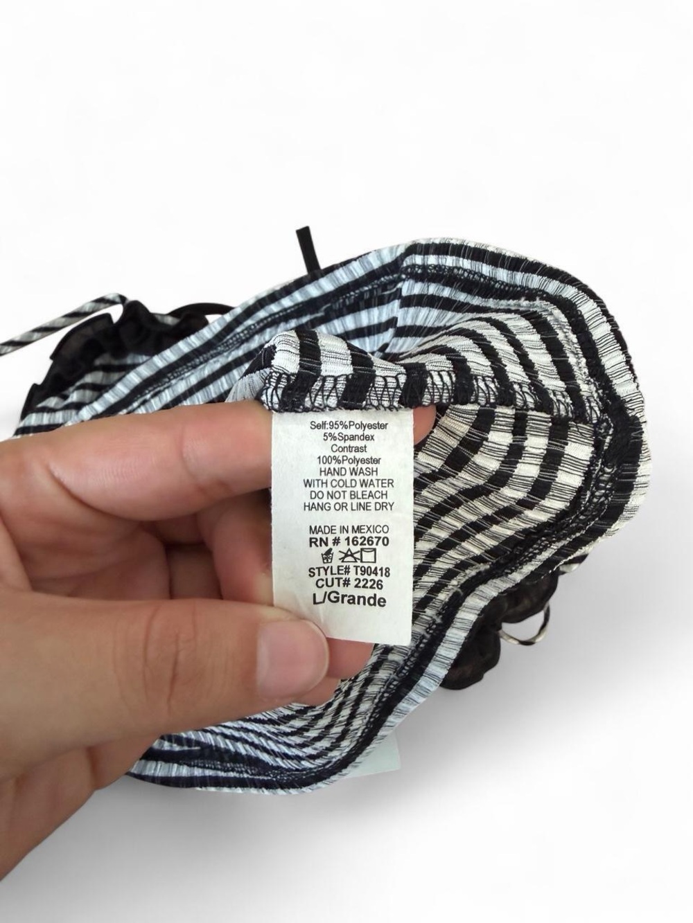 Women’s Black & White Gingham Crop Top with Ruffle Trim - Picture 6 of 6
